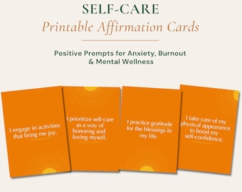 Self-Care Affirmationskarten zum Selbstdrucken — 30 positive Prompts bei Angst, Burnout & mentalem Wohlbefinden | PDF-Datei