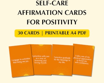 Self-Care Affirmation Cards Printable | 30 Positive Prompts | Mental Wellness PDF