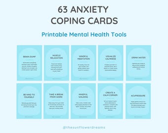 Tarjetas para afrontar la ansiedad en terapia, escuela y salud mental, 63 tarjetas de manejo de la atención plena.