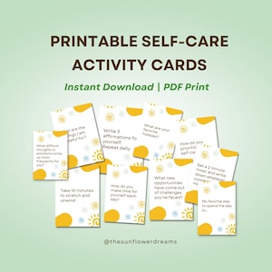 Self Care Activity Cards, Journal Prompts, Affirmation, Self-Reflection Cards, Mindfulness, Wellness, 30 Cards, Printable A4, Gift for Her