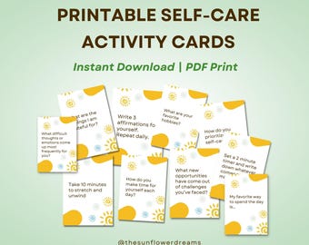 Self-Care Activity Cards Printable — 30 Guided Prompts for Stress Relief, Mindfulness & Emotional Wellness