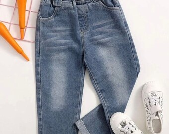 Toddler Boys Cat Whisker Rolled Hem Denim/Jeans