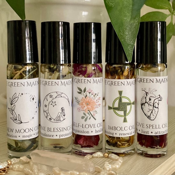 Choose 5 Intention Oils – Ritual Oils, Witchcraft Supplies, Witchy Perfumes, Wiccan Supplies, Manifest, Attract Love, Deity Work, Self-Love