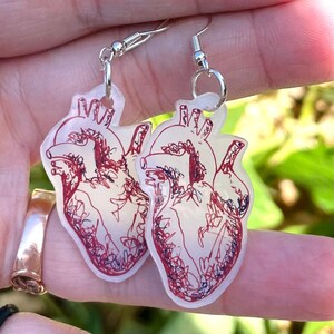 Human Heart Earrings Gift Nurse Anatomy Earrings Heart Surgeon Gift Realistic Heart Jewelry for Nurses Heart Anatomical Earrings Gothic
