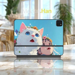 Magic Keyboard Sticker Cartoon Cat Design Back to School Gift for Magic Keyboard Smart Keyboard Folio Magic Keyboard Folio Vinyl