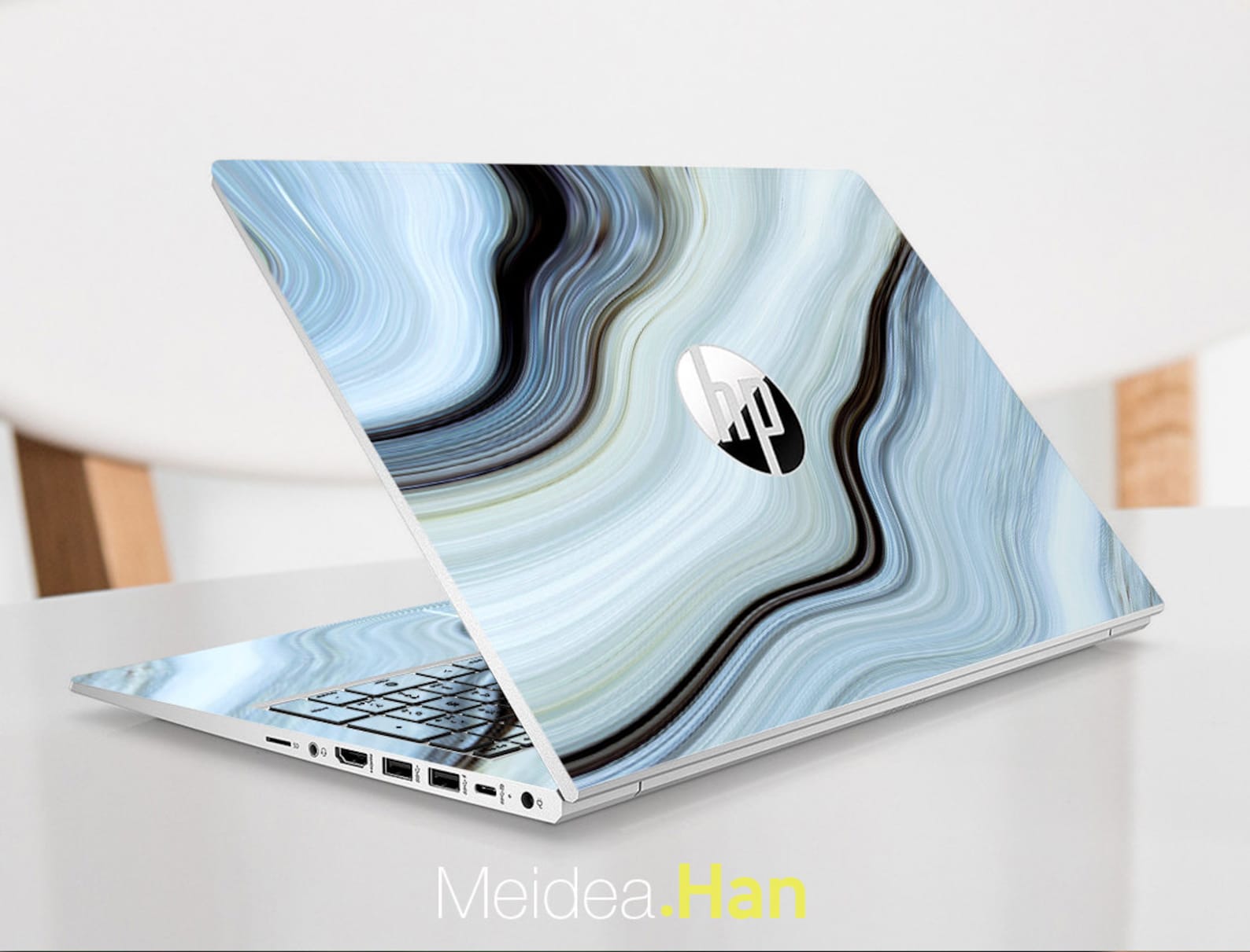 Laptop Skin Hp Elitebook 840 Personalized Customizable Gray Marble ...