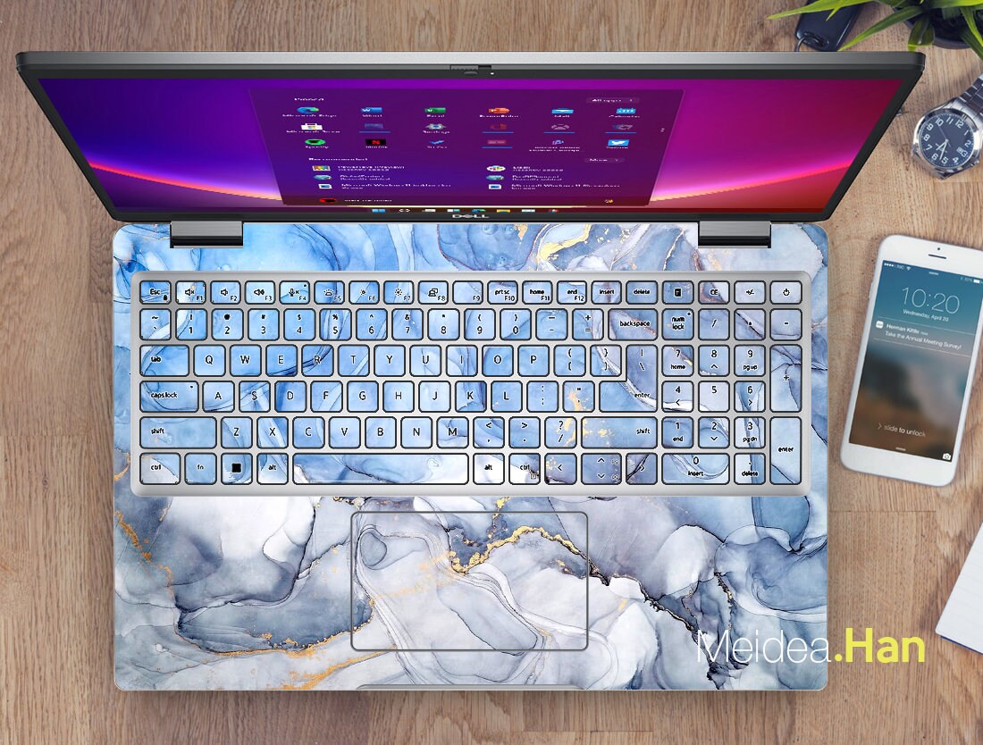 Hp Laptop Skin 15 Inch Personalized Customizable Gray Marble Etsy