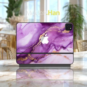 Mac Keyboard Stickers Custom Smart Protective Skin Purple Marble Design for Women Magic Keyboard Smart Keyboard Folio Magic Keyboard Folio