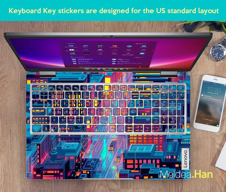 Laptopskinn Lenovo Decal Yoga 7 Stickerpersonlig present Stad Natt Scene Konstdesign för Lenovo Slim Legion Ideapad Yoga Thinkbook Thinkpad bild 3