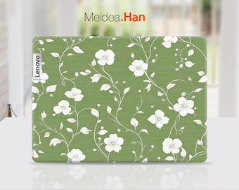 Vinilo personalizado para portátil Lenovo, calcomanía artística personalizada, regalo de personalización, hermoso diseño de flores blancas para Yoga Slim Legion Thinkbook Ideapad