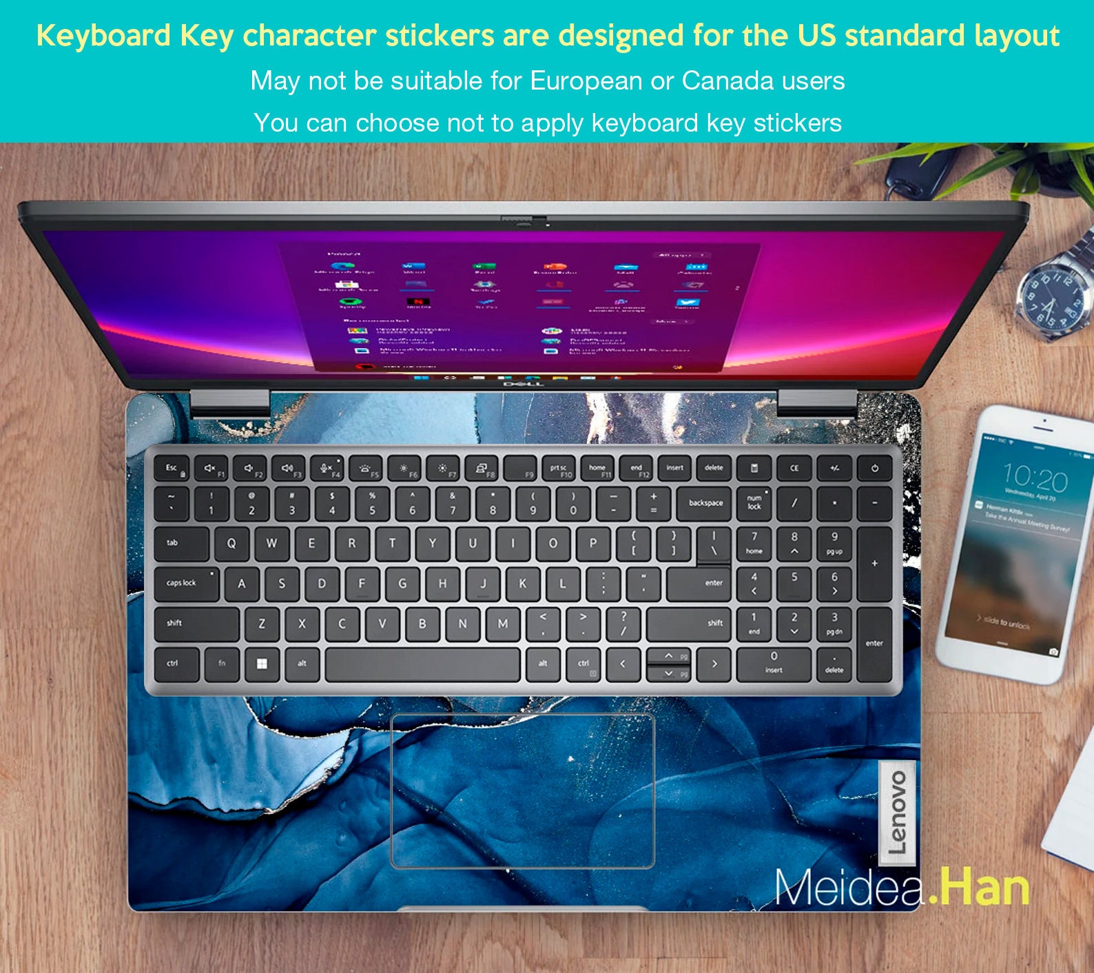 Lenovo Ideapad 15.6 スキンシール パーソナライズギフト ブルー