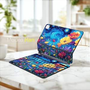 Ipad Skin for Magic Keyboard Pro 13 Skin with Floral Pattern and Oil Painting a Gift for Her Magic Smart Keyboard Folio