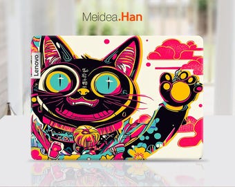 Lenovo Yoga 9 2-in-1 14ILL10 Vinyl Decal Personalized Sticker Colorful Japanese Cat Design for Legion Yoga Slim Thinkpad Thinkbook Ideapad