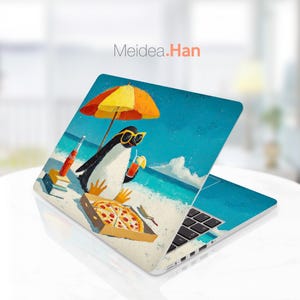 Macbook Air M2 Skin Custom Skin Holiday Penguin Design Gifts for Her Fashion Mac Stickers Art Gifts Personalized Vinyl Wrap Stickers