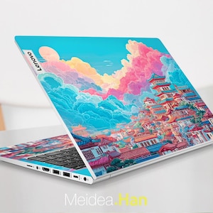 Laptop Skin Lenovo Decal Thinkpad P14s Gen 5 Skin Personalized Traditional Architectural Art Design for Slim Legion Ideapad Yoga Thinkbook