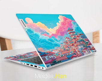 Laptop Skin Lenovo Decal Thinkpad P14s Gen 5 Skin Personalized Traditional Architectural Art Design for Slim Legion Ideapad Yoga Thinkbook