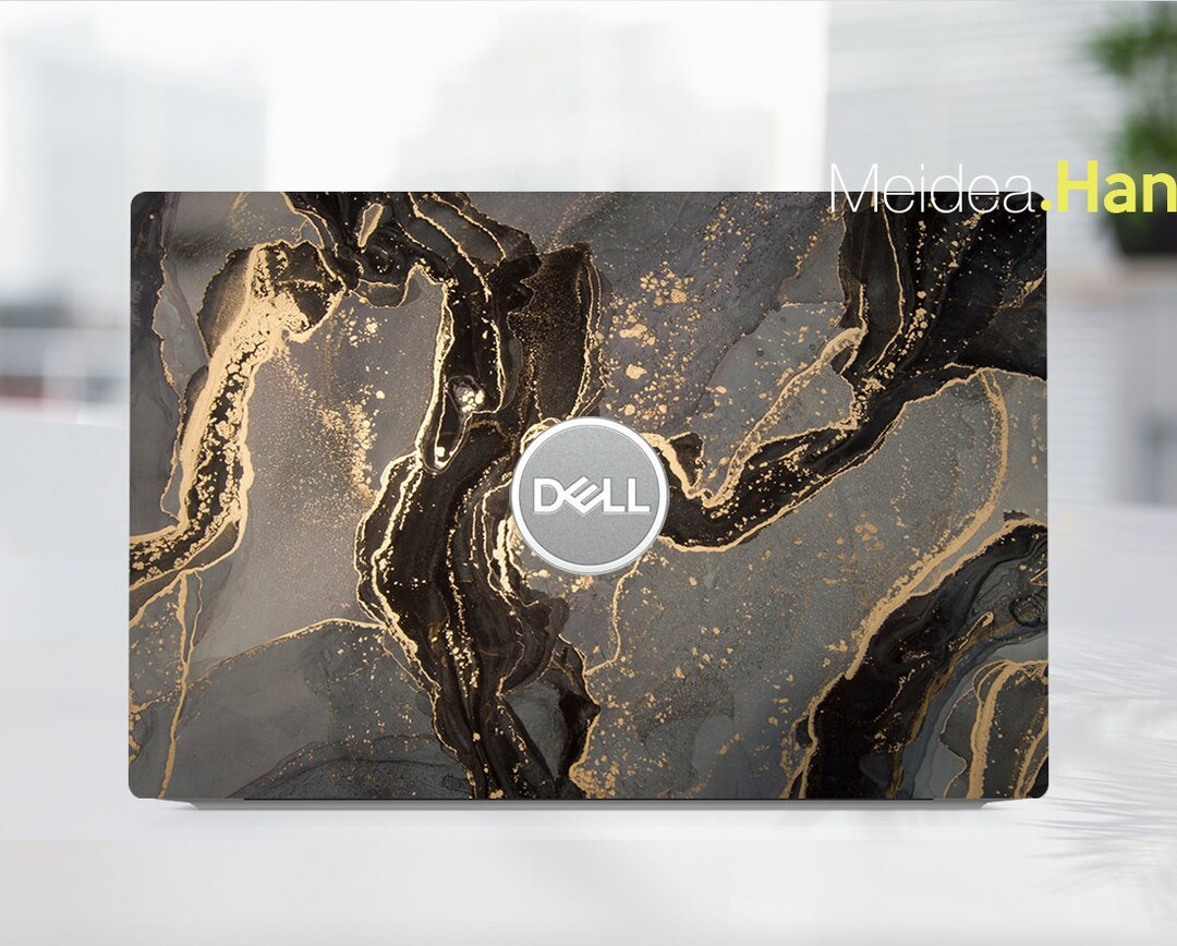Dell Laptop Decal Xps 13 Inch Skins Black Marble Vinyl Sticker for XPS