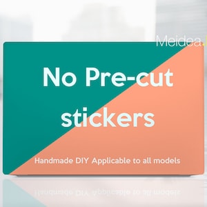 Puede incluir: Una hoja de pegatinas de color turquesa y melocotón con el texto "Sin pegatinas precortadas" y "Hecho a mano DIY Aplicable a todos los modelos".