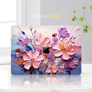 Macbook Skin Personalization Gift Pink Oil Painting Design Macbook Pro Protective Skin Stylish Macbook Decal Personalized Vinyl Wrap Sticker