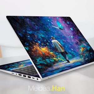HP OmniBook X Flip 16-as Decal Gift Blue Oil Painting Butterfly Pattern Design for Spectre Envy Pavilion Victus Omen Elite Probook