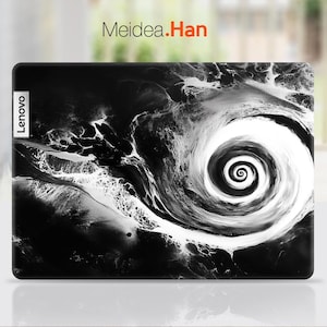 Lenovo Yoga 2 in 1 Skin Laptop Stickers Custom Decal Black Swirl Pattern Gifts for Her for Lenovo Slim Legion Yoga Ideapad Thinkbook Thinkpa