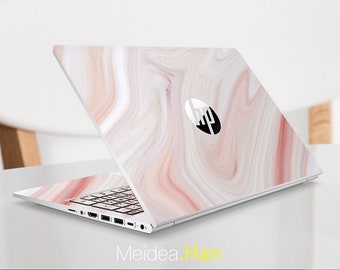 Hp Laptop Skin 14 pulgadas personalizado textura de mármol vinilo abstracto blanco para Spectre Envy Pavilion Victus Omen Elite Probook