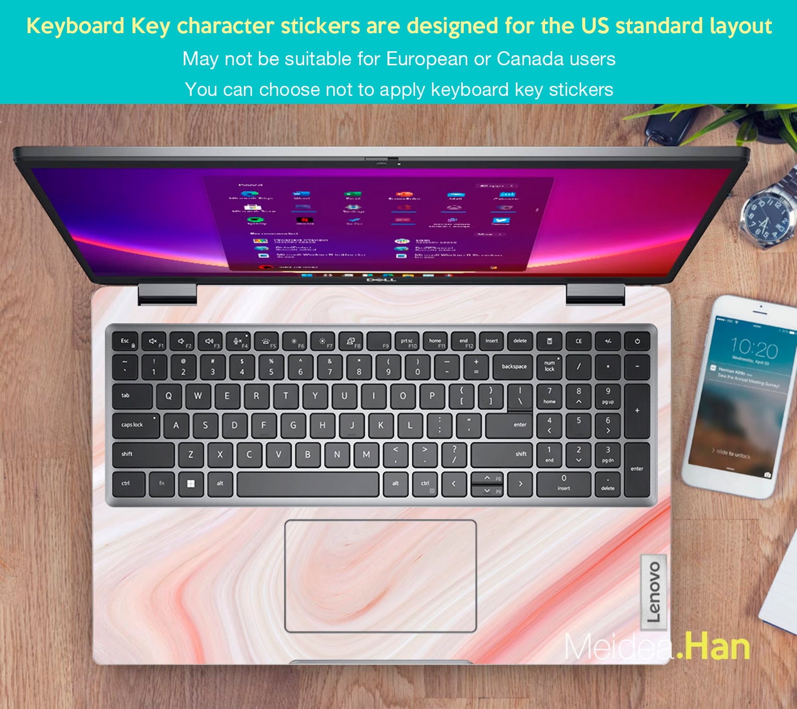 Lenovo Laptop Skins Ideapad 3 Personalized Gift Pink Simple Lines ...