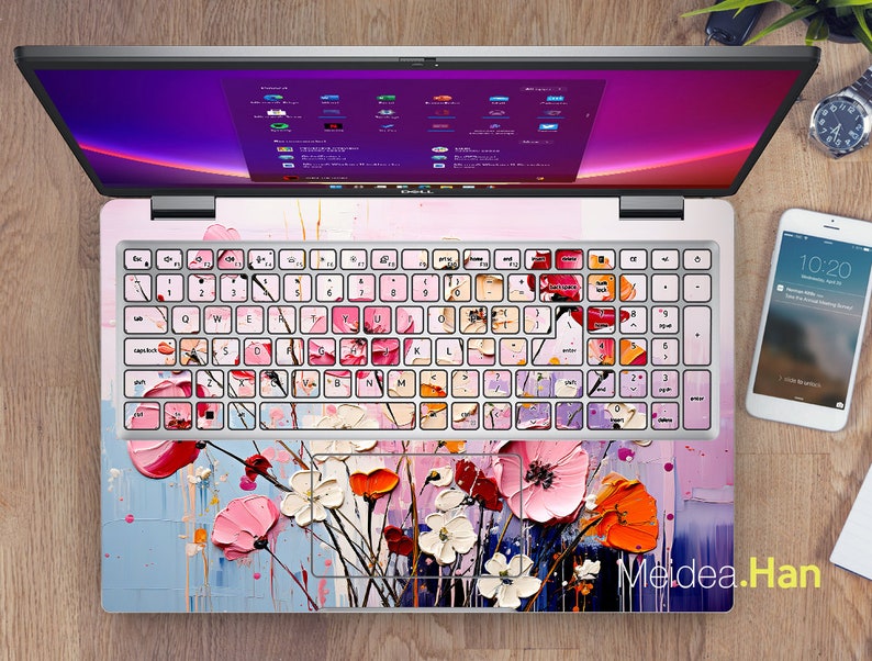 Housse personnalisée pour ordinateur portable Accessoires Hp Cadeau unique Motifs de fleurs roses Motifs de peinture à l'huile pour Spectre Envy Pavilion Victus Omen Elite Probook image 4