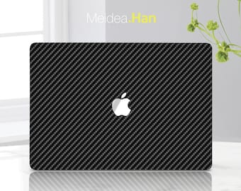Black Carbon Fiber Skin Mac Protector Macbook Laptop Skin Protect  Unique Gift For Women Mac Stylish Custom Decal Apple Skin Art Display
