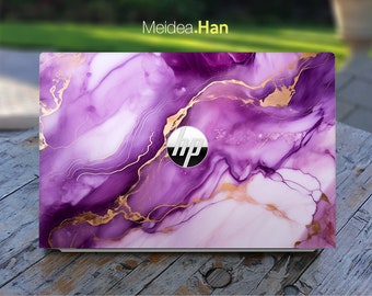 Christmas Gifts Hp Laptop Skins Custom Name Decals 3m Vinyl Personalized Purple Marble For Spectre Envy Pavilion Victus Omen Elite Probook