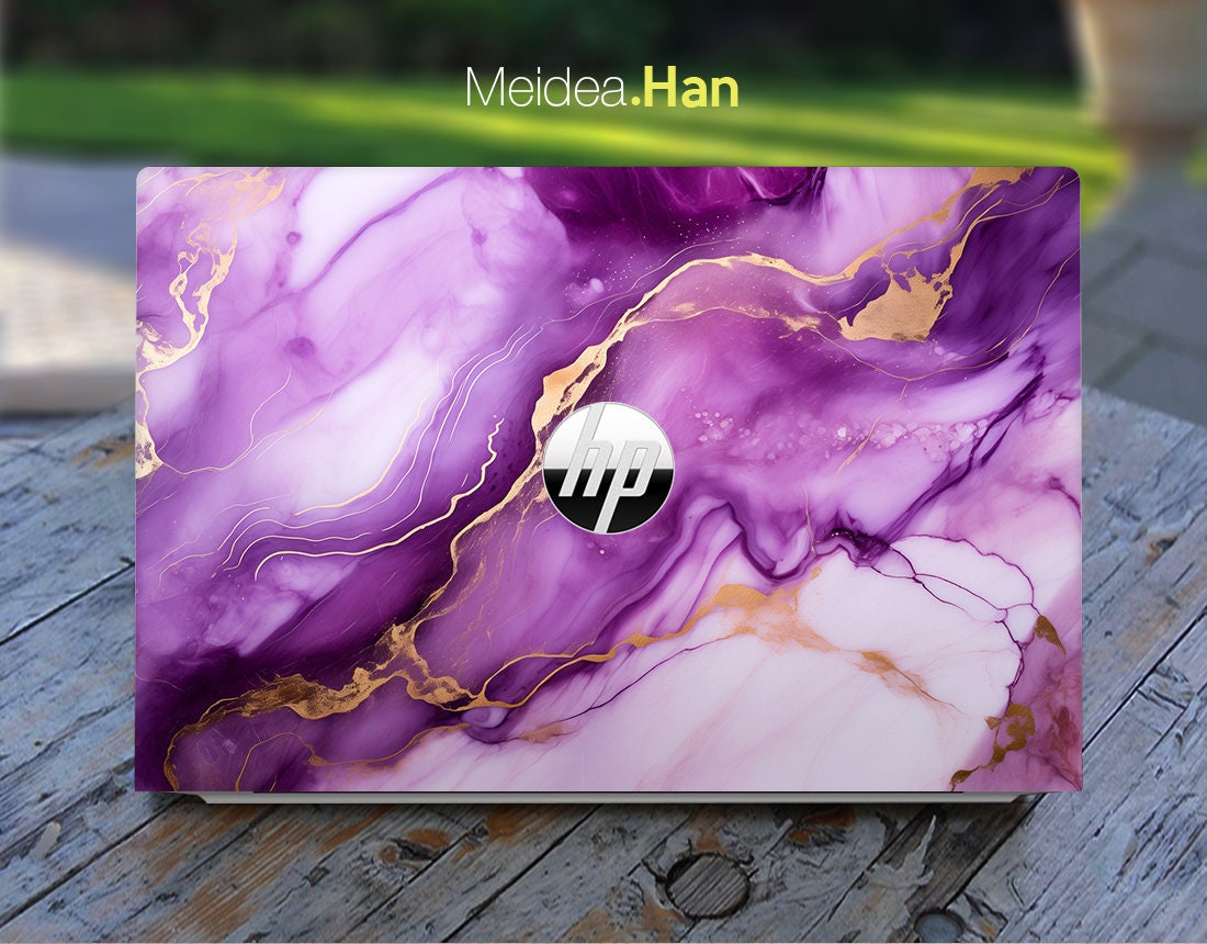 Christmas Gifts Hp Laptop Skins Custom Name Decals 3m Vinyl Personalized Purple Marble For Spectre Envy Pavilion Victus Omen Elite Probook
