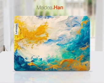 Lenovo E14 Gen Laptop Skin Personalized Gift Golden Blue Marble Design Vinyl Sticker for Lenovo Slim Legion Ideapad Yoga Thinkbook Thinkpad