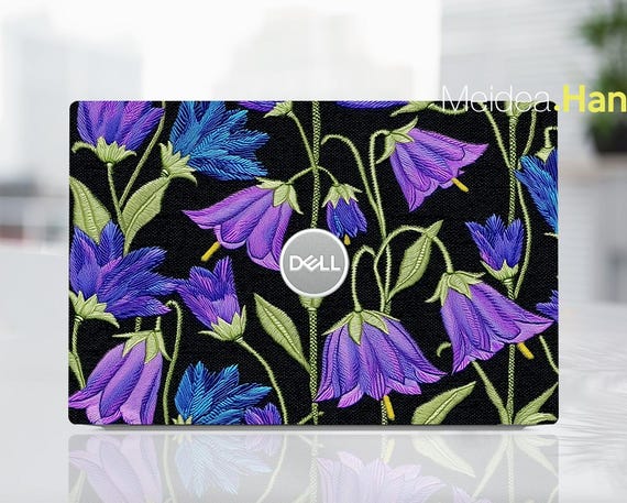 Dell Pro 16 PC14250 Laptop Protective Film Decal Purple Embroidered Flower Design Accessory for XPS Inspiron Alienware Precision