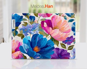 Calcomanía personalizable para ThinkPad X13 2 en 1 de 5.ª generación de Lenovo con diseño de flores en azul claro para Legion Yoga Slim ThinkPad ThinkBook Ideapad
