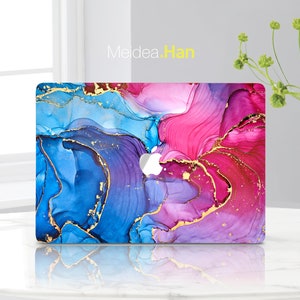 Macbook Air M1 Apple Laptop Skin Birthday Presente Colored Marble Vinyl Sticker Decal  Blue Macbook Art Skin Computer Accessories