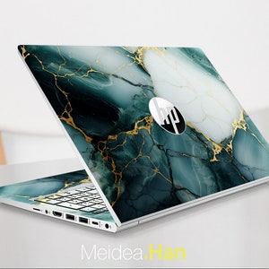 Laptop Skin Hp Envy Decal Customizable Personalization Teal Marble Texture Gift For her Spectre Envy Pavilion Victus Omen Elite Probook