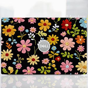 Laptop Decal Dell Latitude 7450 Decal Personalized Flower Design Gift Art Embroidery Style For Xps Latitude Inspiron Alienware Precison