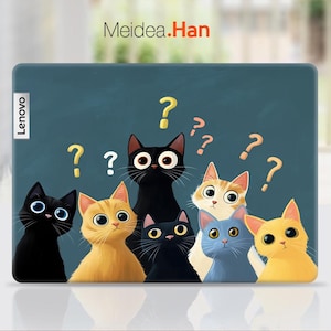Lenovo Ultra-Thin Skin Laptop Decal Cartoon Question Mark Cat Design Vinyl Sticker for Lenovo Slim Legion Ideapad Yoga Thinkbook Thinkpad