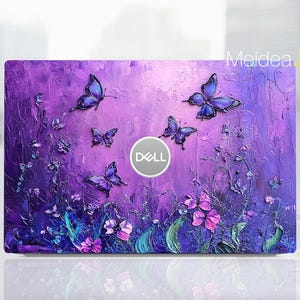 Laptop Decal for Dell Xps 15 9540 Personalized Oil Painting Purple Butterfly Design For Xps Latitude Inspiron Vostro Alienware Precision