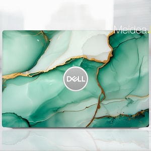 Dell Laptop Skin Dell Latitude 5520 Skin Personalized Customizable White and green marble design for Xps Latitude Inspiron Vostro Precision