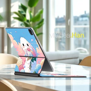 iPad 13 Pro M4 Keyboard Sticker Oil Painting Cute Bunny Pattern Gift for Her Magic Keyboard Smart Keyboard Folio Magic Keyboard Folio