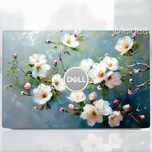 Skin pour ordinateur portable pour Dell Xps 15 9510, peinture à l'huile personnalisée personnalisable en forme de fleur de pêcher pour Xps Latitude Inspiron Vostro Alienware Precision