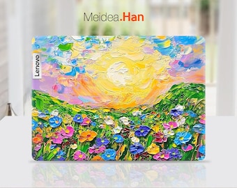 Sticker personnalisé Lenovo 14 pouces, cadeau mignon, petite fleur colorée, peinture à l'huile, design pour Lenovo Slim Legion Yoga Thinkbook Ideapad Thinkpad