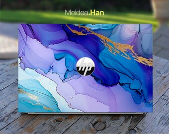 Personalized Decal Hp Laptop Skins Gift for Him Customizable Vibrant Colors Marble Vinyl for Spectre Envy Pavilion Victus Omen Elite Probook