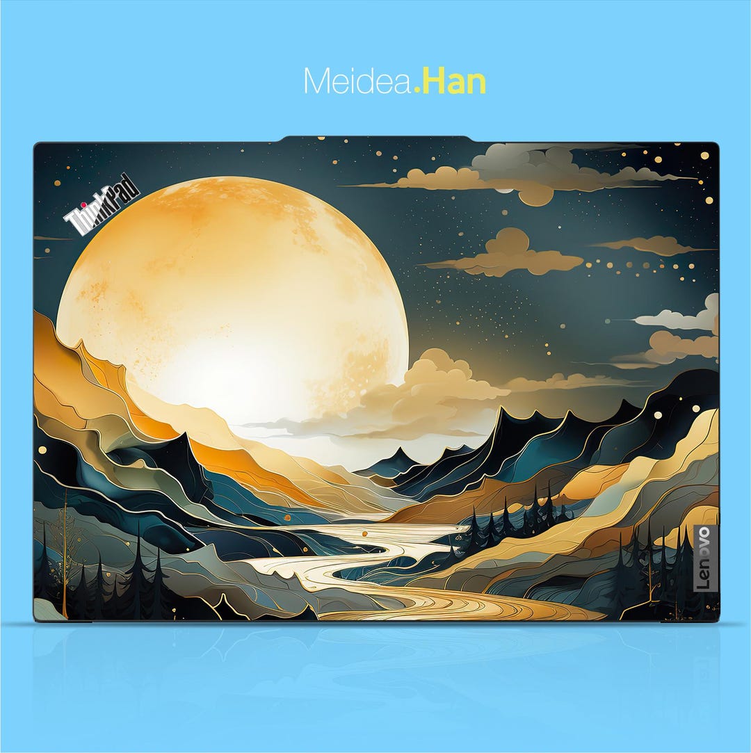 Thinkpad X1 Carbon Gen 13 Laptop Decal: Round Moon Design Vinyl