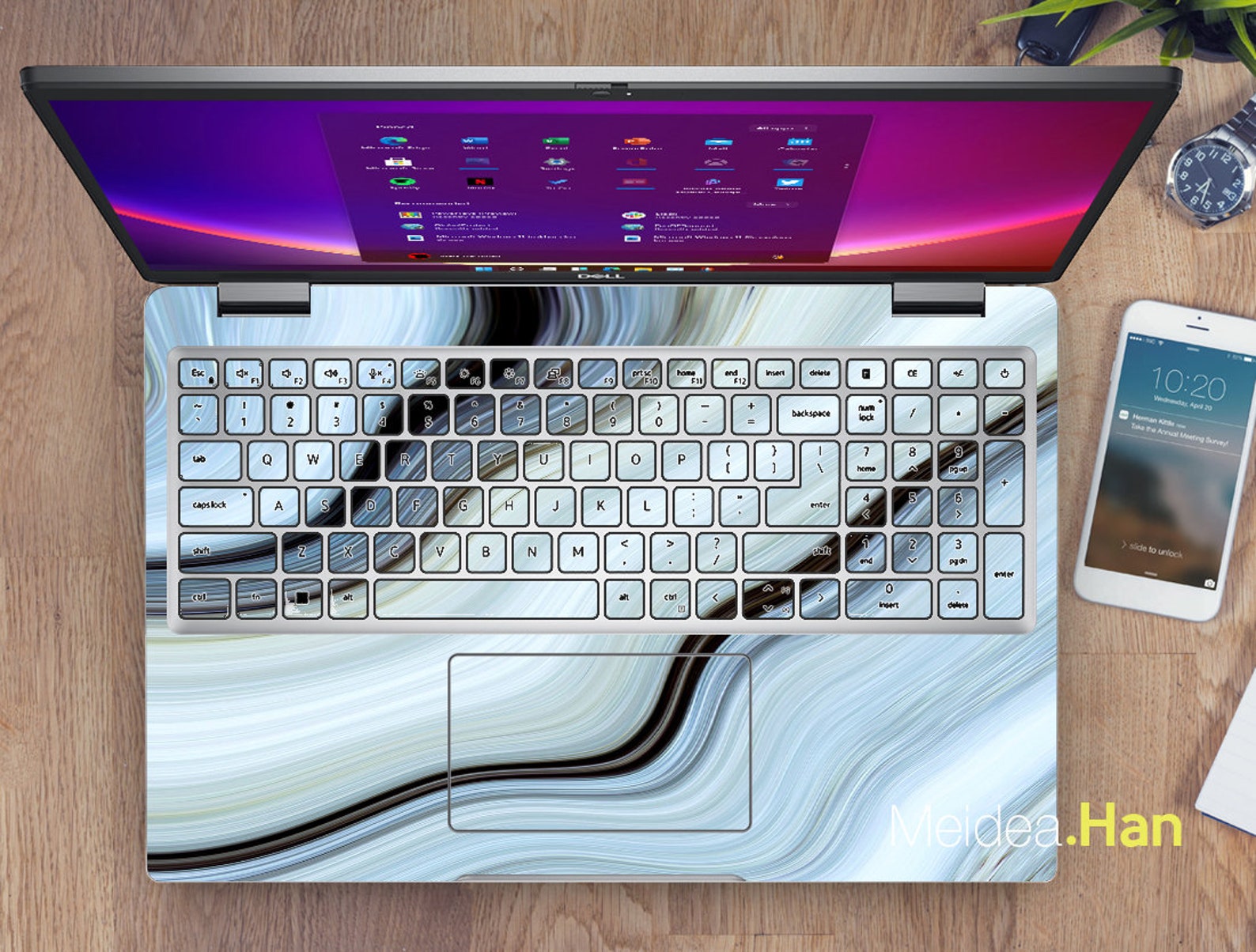 Laptop Skin Hp Elitebook 840 Personalized Customizable Gray Marble ...