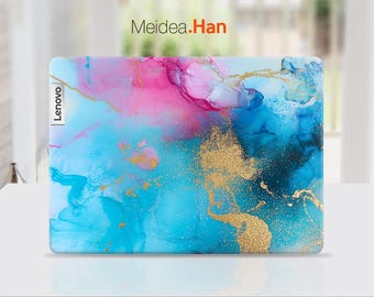 Adhesivo de vinilo personalizado para portátil Lenovo IdeaPad 5 2 en 1, diseño de mármol azul único para Legion Yoga Slim Thinkpad Thinkbook Ideapad