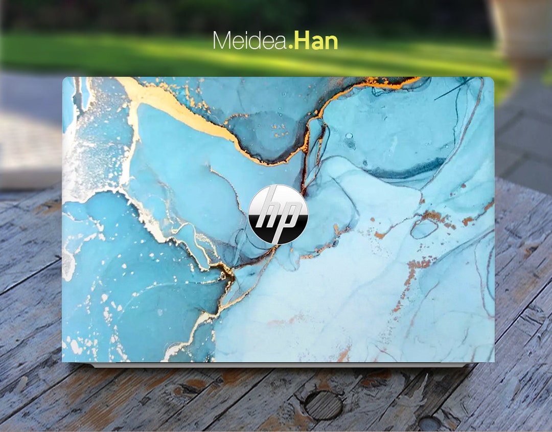 Hp Laptop Pre-cut Skin Personalized Gift Customizable Blue Marble Vinyl ...