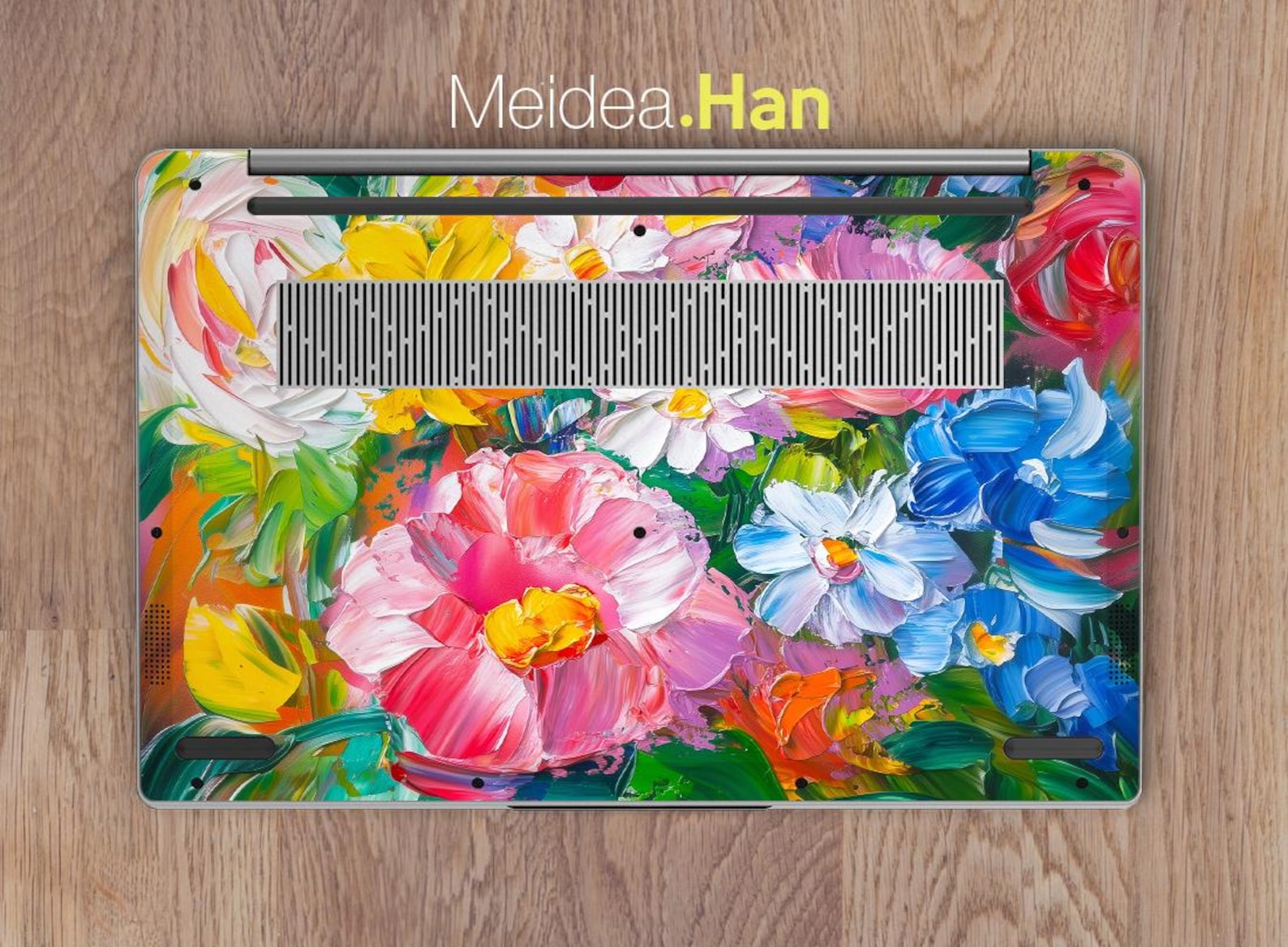 Hp Accessories Custom Laptop Skin Unique Gift Pink Flowers Patterns Oil ...