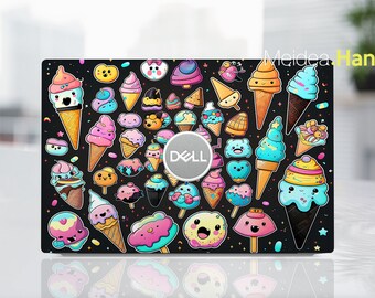 Custom Laptop Skin Dell Decals Personalization Gift For Girl Happy Abstract Ice Cream Design  For Xps Latitude Inspiron Alienware Precison